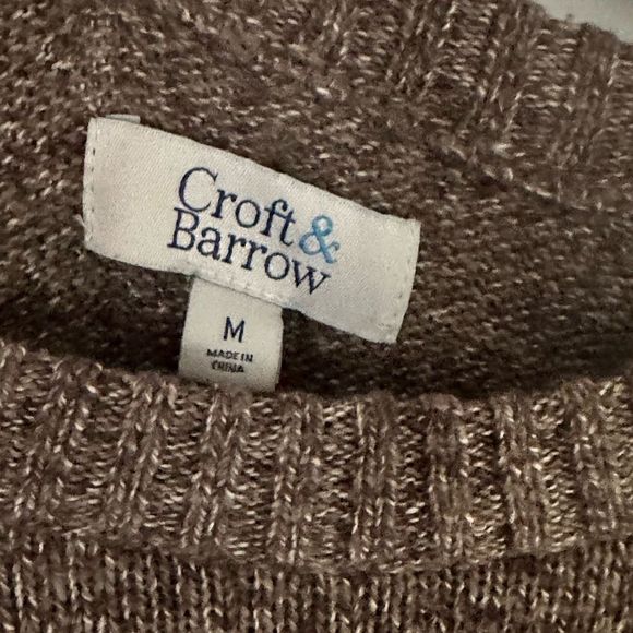 Long Sleeve Sweater Size M Croft & Barrow Brown Cream - Picture 5 of 5